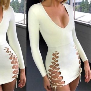 Oh Polly White Suede Dress